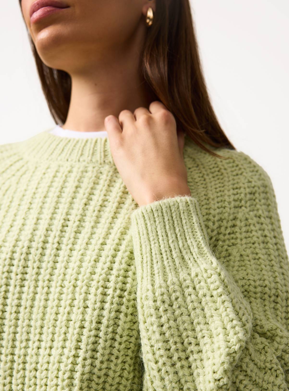 Pale Green Fisherman Cable Knit Jumper 8 - Image 3